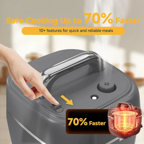 Miniatura 8 de Olla a presión eléctrica 3QT, 8 en 1, ahorro de tiempo y saludable, olla antiadherente de cerámica para comidas rápidas, salteado, olla a presión