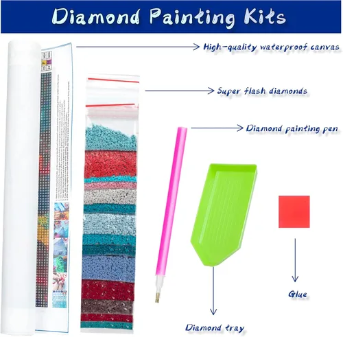 Miniatura 4 de Kit de pintura de diamantes para adultos con gemas de taladro completo redondo para decoración de pared del hogar, regalos de 12 x 16 pulgadas
