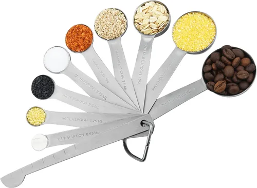 Miniatura 6 de Juego de tazas y cucharas medidoras, juego de tazas y cucharas medidoras de acero inoxidable 18/8 con nivelador para cocina y hornear, herramientas