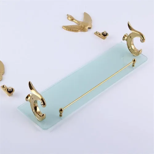 Miniatura 9 de Estante de cristal de cisne para ducha, juego de accesorios de baño, montaje en la pared, 19.7 in, soporte de una sola capa, organizador de baño