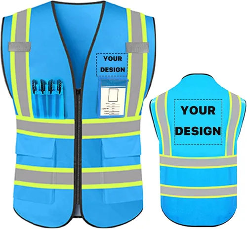 Miniatura 19 de Chaleco de seguridad de alta visibilidad reflectante personalizado con logotipo, ropa de trabajo de seguridad con tiras reflectantes y bolsillos a