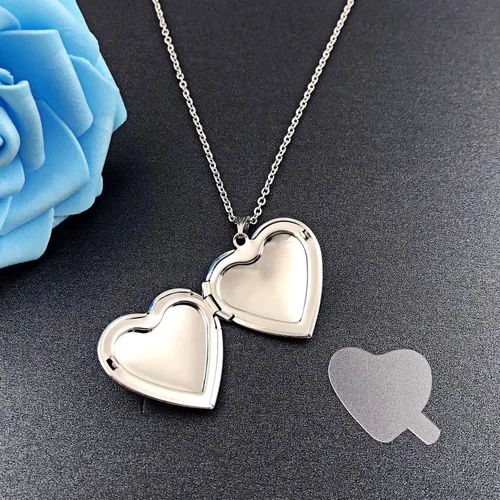 Miniatura 6 de Collar con medallón de pata de perro que sostiene fotos de amor corazón medallón de cristales colgante regalos de cumpleaños Cristal Circonia cúbica