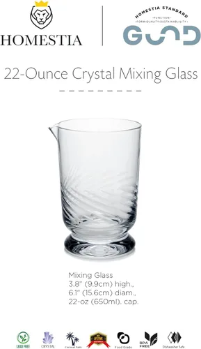 Miniatura 9 de Homestia Vaso mezclador de cóctel de cristal con tallo de 22 onzas, vidrio agitador sin plomo con base pesada para Martini, Old Fashioned