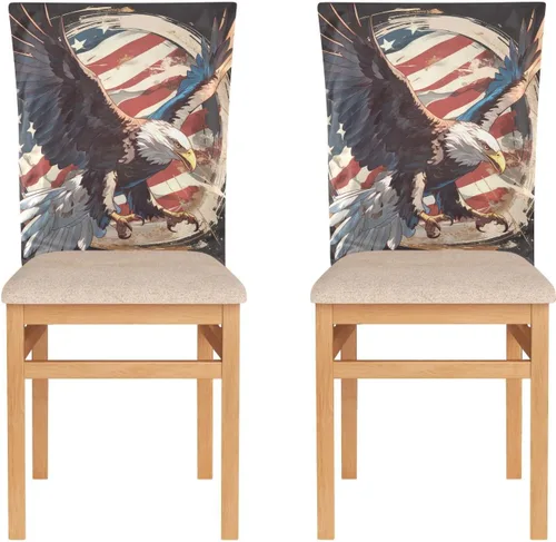 Miniatura 2 de 4th of July Independence Day Brown Bird Decorative Chair Covers for Ceremony Soft Slipcovers fundas para sillas de comedor 6 Set of 6
