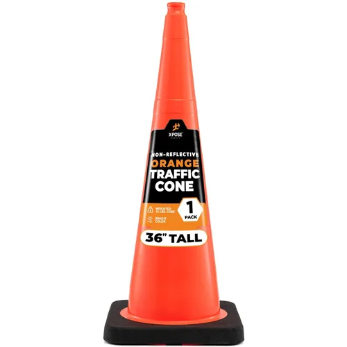 Miniatura 11 de Xpose Safety Cono de tráfico verde lima de 28 pulgadas, paquete de 4, cono de seguridad de PVC de alta calidad para estacionamiento, precaución