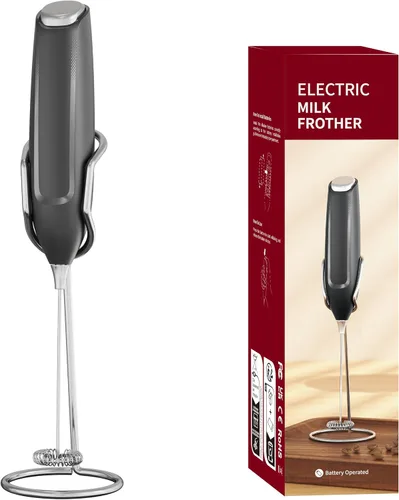 AMZCHEF Espumador de Leche de Mano con Soporte - Espumador Eléctrico de Mano a Batería para Leche, Café, Latte, Capuchino, Matcha, Chocolate