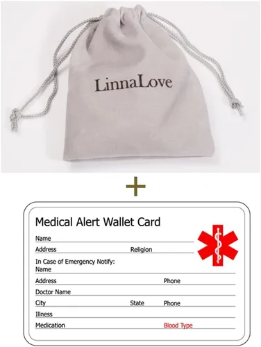 Miniatura 6 de LinnaLove Pulseras de identificación médica intercambiables Cadena de cable de acero inoxidable pulseras de alerta médica personalizables