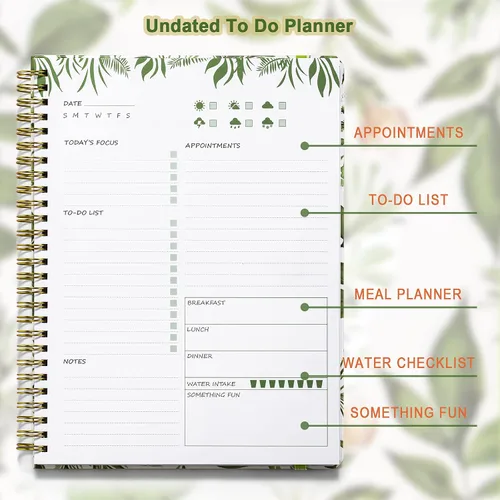 Miniatura 2 de UtyTrees Agenda diaria sin fecha: 7.3 x 9.6 pulgadas, planificador diario de lista de tareas pendientes, planificador de vida eficiente, diario