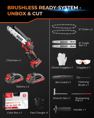 Miniatura 6 de UBeesize Mini motosierra inalámbrica de 8 pulgadas Tiempo de funcionamiento más largo Motor sin escobillas Diseño de mango ergonómico Fácil