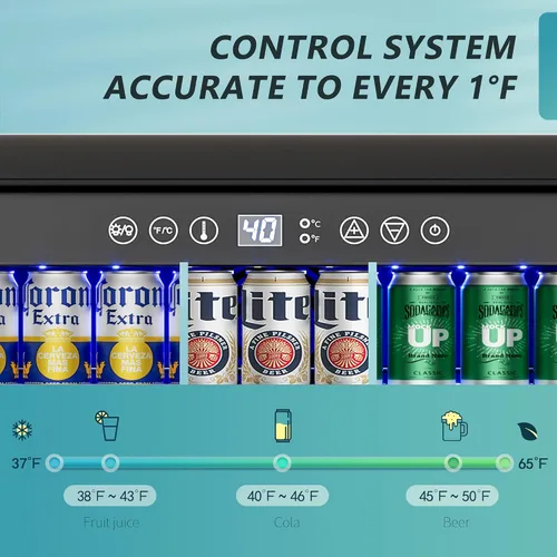 Miniatura 3 de EUHOMY Refrigerador de bebidas de 24 pulgadas, enfriador de bebidas integrado para 180 latas, refrigerador de cerveza debajo del mostrador
