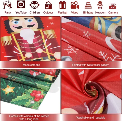 Miniatura 3 de Irenare - Telón de fondo de Navidad, banderines de Feliz Navidad, decoración para fiesta, fondo para fotografía de Navidad, accesorios para fotos