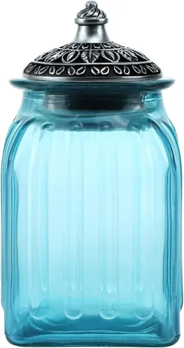 Miniatura 14 de SOCOSY Tarro de cristal transparente vintage para dulces con tapa, tarro de comida, tarro de nueces, caja de joyería, tarros de dulces de boda