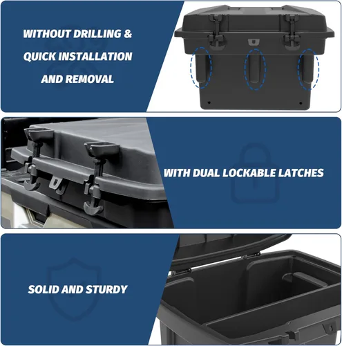 Miniatura 4 de SAUTVS Caja de carga UTV de 21L para Polaris Ranger 1000 900 570 500, caja de almacenamiento extraíble para cama trasera Polaris Ranger XP 1000 900