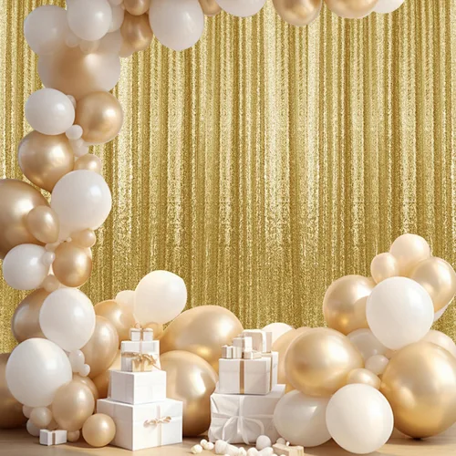 Miniatura 50 de 2 paneles de cortinas de fondo de lentejuelas verdes de 8 pies, cortinas de fondo de fotografía con purpurina para decoración de Navidad, boda