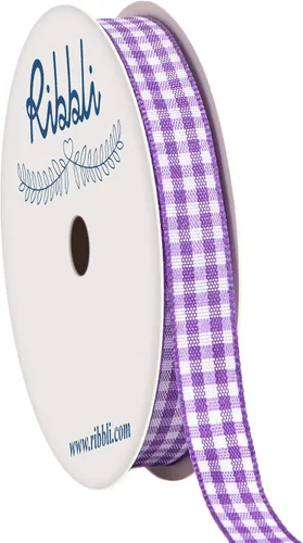 Miniatura 36 de Ribbli Cinta de Guinga Negra y Blanca, 100% Poliéster con Borde Tejido, 0,64 cm x 9,14 metros, Cinta a Cuadros, Cinta de Cuadros de Búfalo (Negra 1)