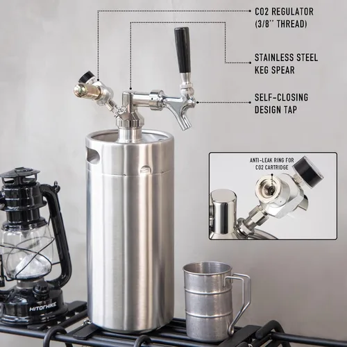 Miniatura 6 de TMCRAFT Mini granelero de barril de 128 onzas, sistema de barril de acero inoxidable presurizado con regulador de CO2 actualizado que se mantiene
