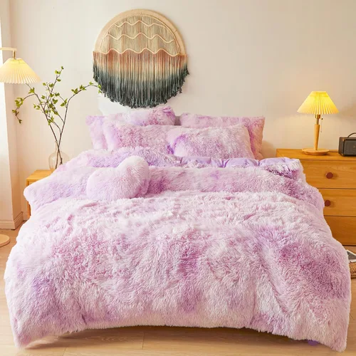 Miniatura 15 de Besfunny Juego de funda de edredón de felpa mullida y acuática Twin Set – Juego de ropa de cama de piel sintética de felpa acuática de 2 piezas