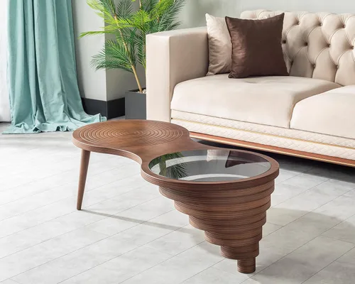 Miniatura 10 de by Papella Design, Mesas de centro de nogal natural Veener para sala de estar, mesa rústica, mesa de centro para sala, mesa central, mesa