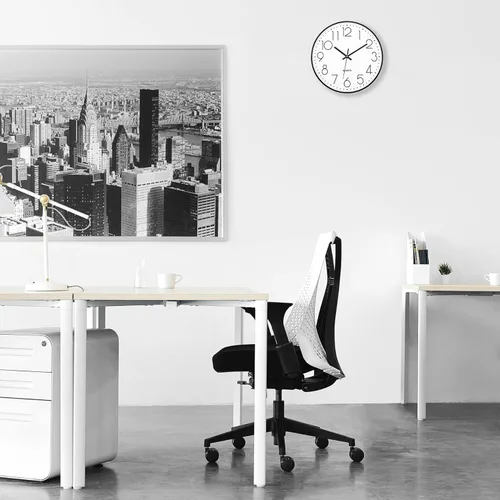 Miniatura 8 de Foxtop Reloj de pared negro de 12 pulgadas, silencioso, sin tictac, de cuarzo, funciona con pilas, reloj redondo fácil de leer para oficina, aula