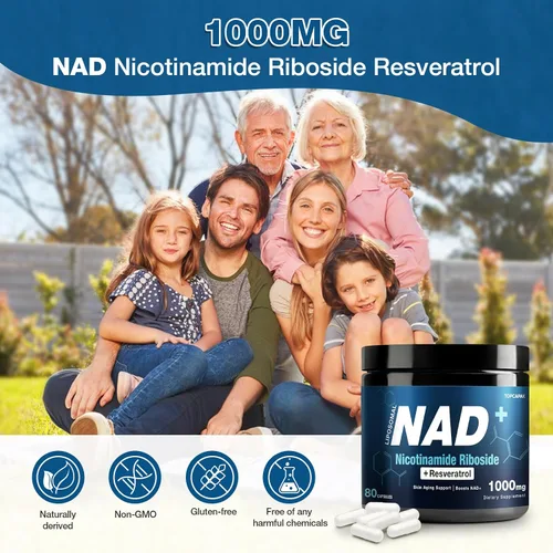 Miniatura 9 de Suplemento NAD+ de 1000mg - Ribósido de nicotinamida (NR) y resveratrol, NAD liposomal de ingredientes orgánicos puros para mujeres y hombres