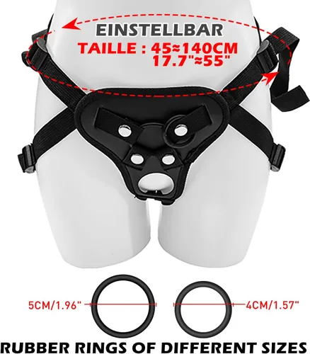 Miniatura 4 de Correa ajustable en el arnés del consolador, arnés de doble agujero de fijación de cuero suave anillo cinturón para hombre y mujer (negro)