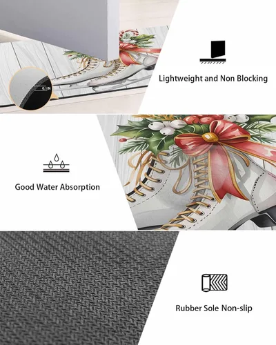 Miniatura 3 de Tapete de baño de Navidad para bañera, antideslizante, de secado rápido y absorbente, tierra de diatomeas, fregadero, dormitorio, cocina, lavable