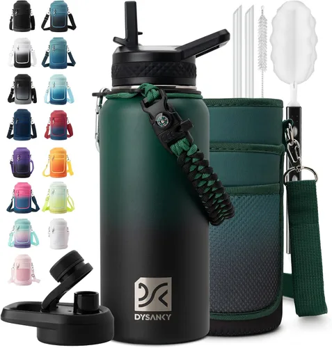Miniatura 37 de DYSANKY Botella de agua aislada de 32 onzas, metal al vacío de acero inoxidable grueso, jarra de agua deportiva portátil para gimnasio y senderismo