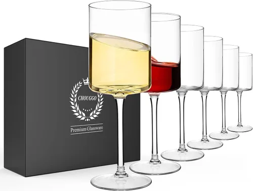 Miniatura 9 de Chouggo Juego de 6 copas de vino, cristal soplado a mano para vino tinto o blanco, 15 onzas, hechas a mano por artesanos, regalos para mujeres