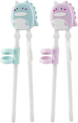 PandaEar 2 pares de palillos para niños, dinosaurio para niños, palillos de práctica de aprendizaje para principiantes y niños pequeños