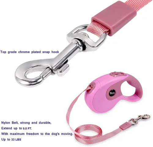 Miniatura 4 de Correas retráctiles para perros, correa para mascotas para perros pequeños, medianos y grandes de hasta 33 libras, mango antideslizante, freno