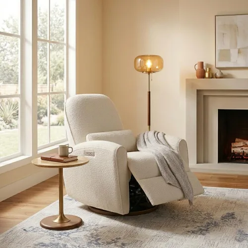 Miniatura 2 de Watson & Whitely Sillas reclinables eléctricas, mecedora giratoria para cuarto de bebé, con soporte lumbar y almohada lumbar y base de madera maciza