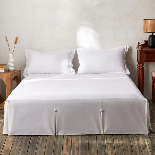 Miniatura 32 de BISELINA - Falda de cama de lino francés con volantes plisados de 22 pulgadas, caída a medida, mezcla natural de lino y algodón, funda para cama