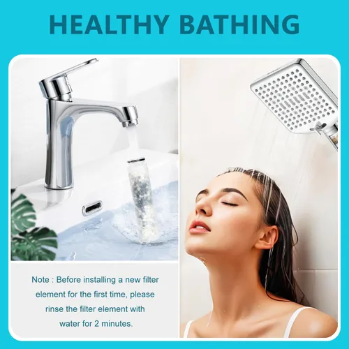 Miniatura 5 de Homlord - Cartucho de repuesto para cabezal de ducha de mano Homlord, paquete de 3 filtros suavizantes de agua multietapa para agua dura (3 unidades)