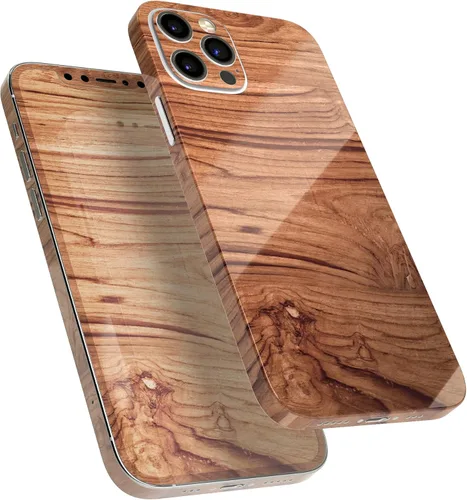 Miniatura 2 de DesignSkinz Kit de calcomanías de cuerpo completo compatible con iPhone 15 Plus, madera natural de lujo V2