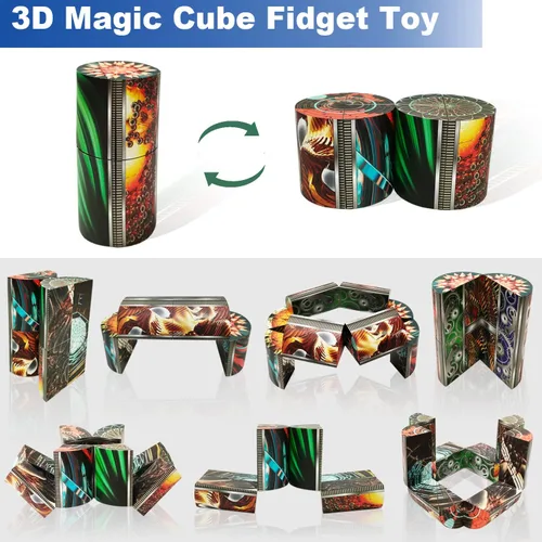 Miniatura 4 de Juego de cubos mágicos 3D Flips, paquete de 3 juguetes para ansiedad de cubo infinito, transforman cubos de rompecabezas para aliviar el estrés