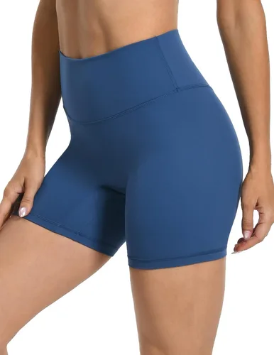 Miniatura 2 de YUNOGA Pantalones cortos deportivos de cintura alta para mujer, pantalones cortos de yoga de 6 pulgadas de entrepierna, sin costuras frontales
