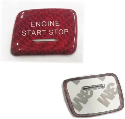 Miniatura 4 de Cubierta de fibra de carbono roja real para el botón de arranque con orificio de luz, compatible con Chevrolet Corvette C7 2014 2015 2016 2017 2018