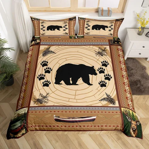 Miniatura 22 de Juego de funda de edredón de diente de león, estrella de Texas occidental, para niños y niñas, funda de edredón de tablones de madera gris y blanco