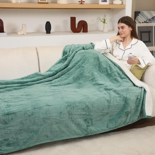 Miniatura 14 de Manta Eléctrica Tipo Throw, Manta de Calentamiento Rápido con Protección contra Sobrecalentamiento, Manta Térmica de Sherpa con 5 Niveles de Aqua