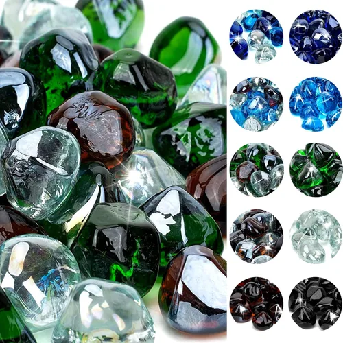 Miniatura 8 de onlyfire Diamantes de vidrio de fuego de 10 libras para hoguera de propano, piedras de vidrio mezclado de 1 pulgada para chimenea de gas y mesa