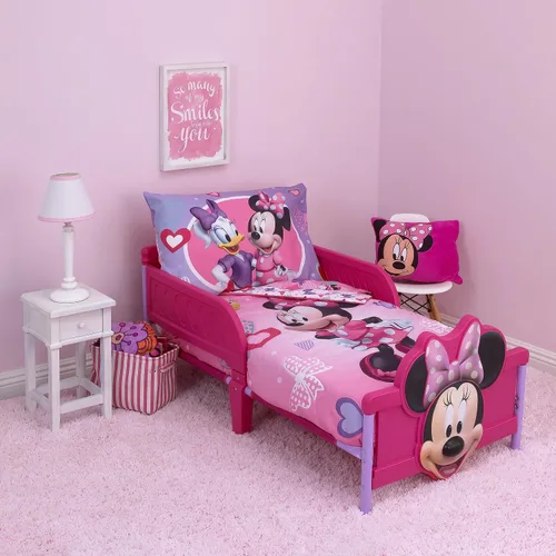 Miniatura 15 de Disney Encanto Tropical Delight - Juego de ropa de cama infantil de 4 piezas con flores y mariposas rosas y aguamarina, edredón, sábana bajera