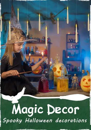 Miniatura 6 de Leejec Velas Flotantes con Control Remoto de Varita Mágica (Temporizador de 6/18H), 12 piezas Velas Cónicas Colgantes Sin Llama de 6.1", Luz Cálida