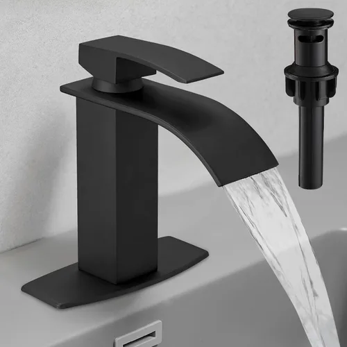 Miniatura 14 de Hoimpro Grifo de Baño en Cascada con Líneas de Suministro cUPC, Grifo de Lavabo de Baño de Una Sola Manija, Grifo de Tocador Vessel para RV