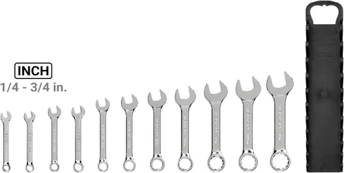 Miniatura 6 de TEKTON Juego de llaves combinadas Stubby con soporte, 11 piezas (1/4-3/4 pulgadas) WCB92401