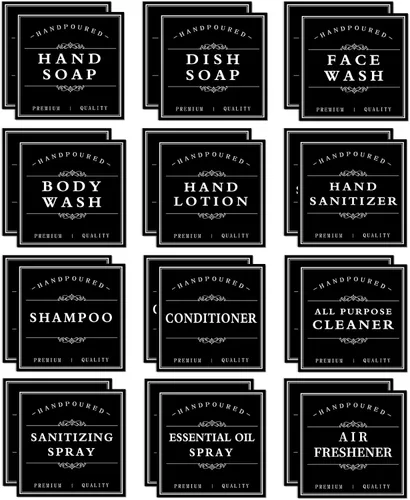 24 etiquetas de jabón impermeables para botellas, etiquetas adhesivas de jabón de manos de baño, etiquetas dispensadoras de champú y acondicionador