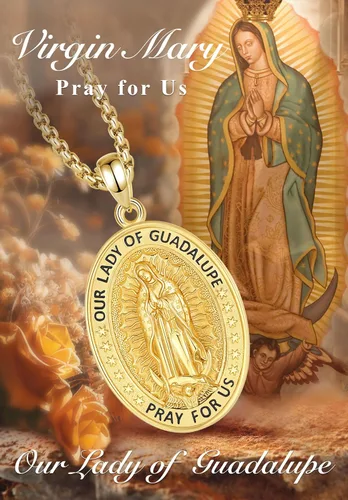 Miniatura 126 de EUDORA Collar de plata de ley 925, San Cristóbal y San Benito, San Miguel, Virgen María, San Judas Tadeo, Cruz de Buen Pastor y Arcángel, Medalla