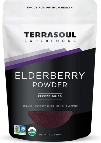 Terrasoul Superfoods Polvo orgánico de saúco, 4 onzas, liofilizado