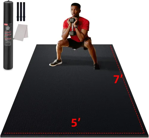 GymCope - Alfombra grande para entrenar en casa, 12 x 6 pies, 10 x 6 pies, 9 x 6 pies, 8 x 6 pies, 7 x 5 pies, 6 x 4 pies, extragrueso, alfombra de