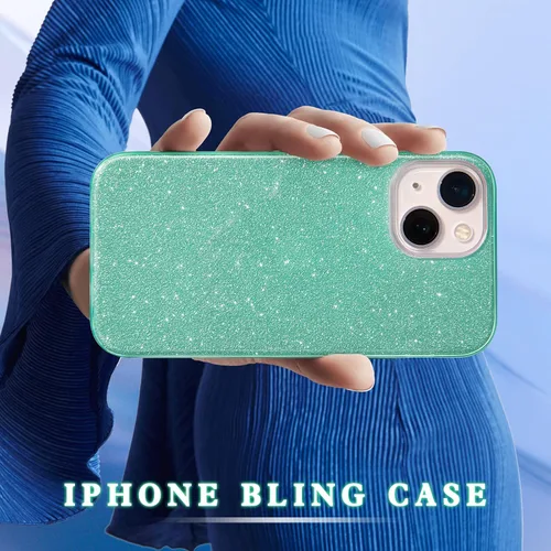 Miniatura 4 de MATEPROX Bling Sparkle - Funda protectora compatible con iPhone 13 de 6.1 pulgadas de 2021 (verde)