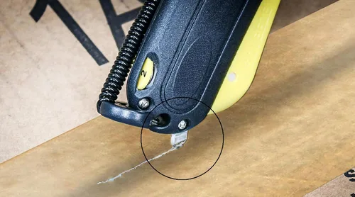 Miniatura 2 de Veltec EZ-2000 Cuchillo de utilidad para caja de seguridad, divisor de cinta en la parte posterior, ajuste de profundidad de 3 cuchillas, gatillo